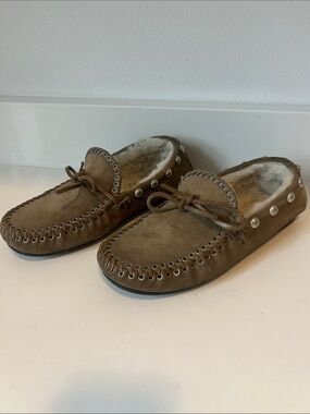 Isabel Marant Brown Suede Shearling-Lined Moccasin Slip-Ons